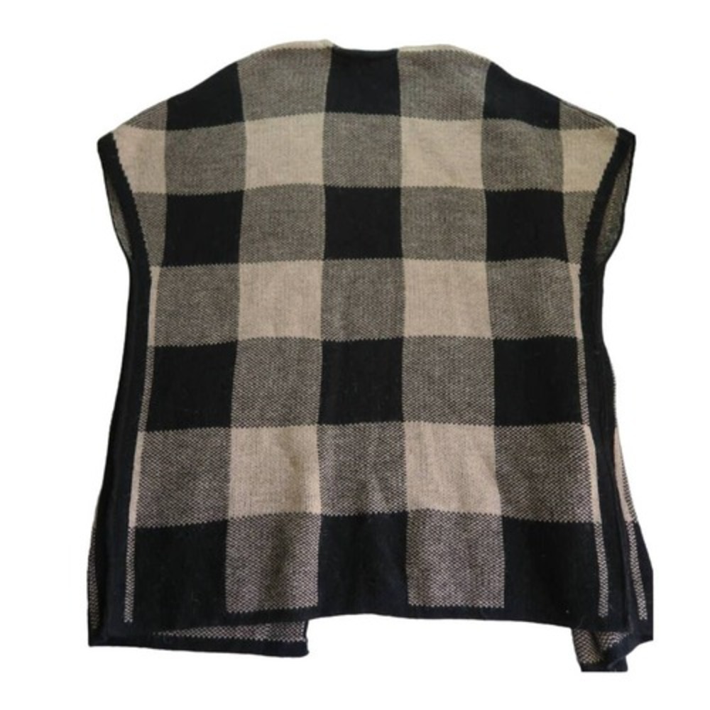 Oriana Sz XL Brown Buffalo Plaid Wool Blend Short Sleeve Cardigan Sweater - Picture 4 of 8